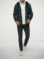 Men's Autumn Check Cotton Overshirt with Detachable Hood
