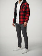 Men's Autumn Check Cotton Overshirt with Detachable Hood