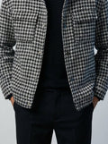 Men's Autumn Check Cropped Jacket with Spread Collar