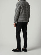 Men's Autumn Check Cropped Jacket with Spread Collar