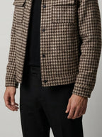 Men's Autumn Check Cropped Jacket with Spread Collar