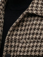 Men's Autumn Check Cropped Jacket with Spread Collar