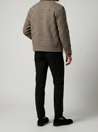 Men's Autumn Check Cropped Jacket with Spread Collar