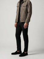 Men's Autumn Check Cropped Jacket with Spread Collar