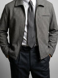 Men's Autumn Check Full Zip Jacket with Spread Collar