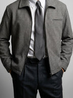 Men's Autumn Check Full Zip Jacket with Spread Collar