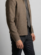 Men's Autumn Check Full Zip Jacket with Spread Collar