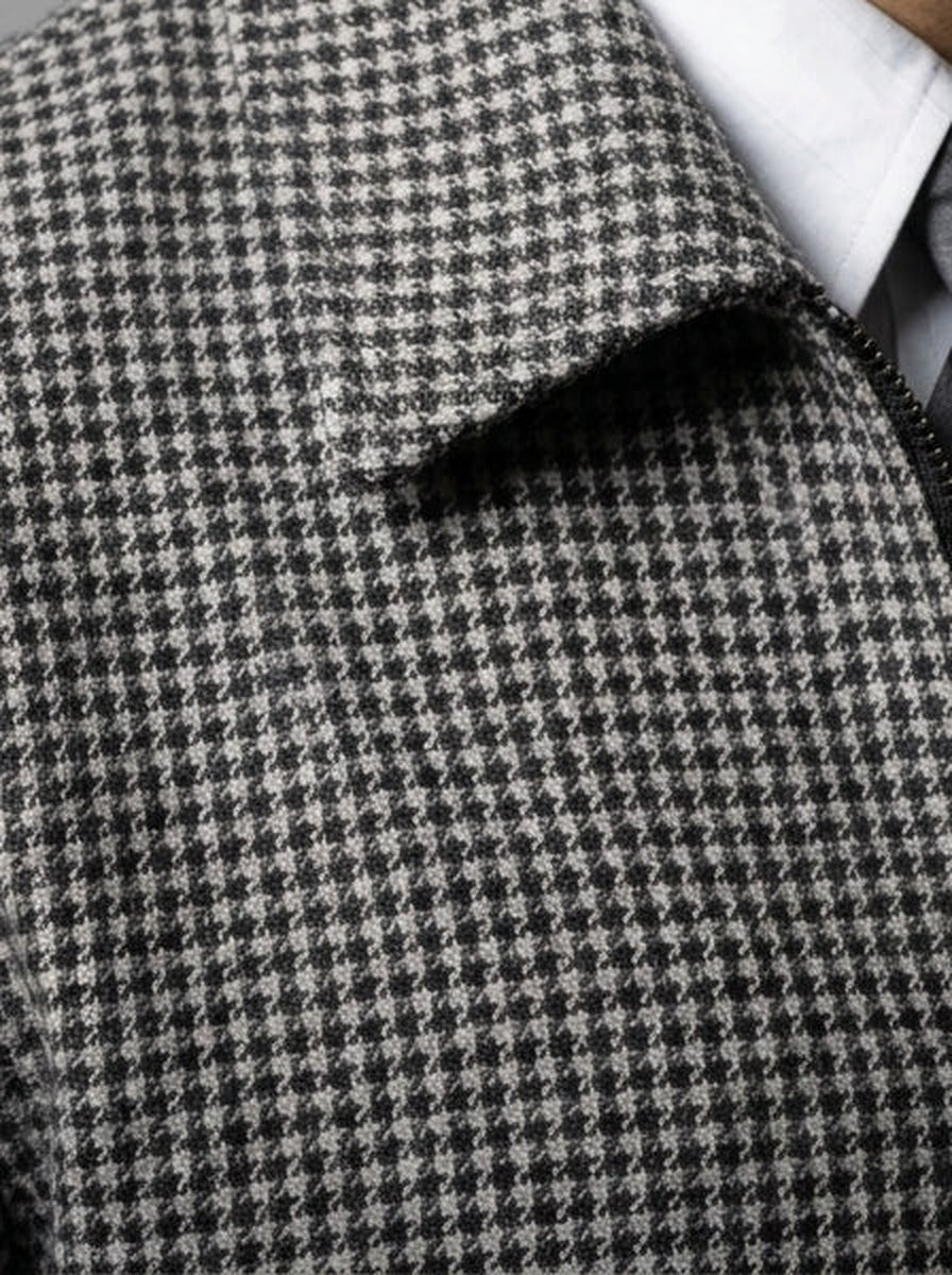 Men's Autumn Check Full Zip Jacket with Spread Collar