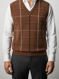 Men's Autumn Check Sleeveless Jumper Vest