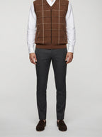 Men's Autumn Check Sleeveless Jumper Vest
