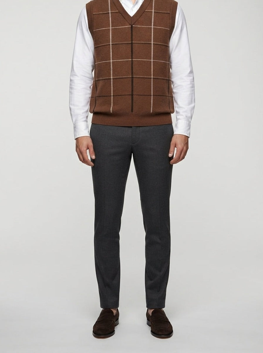 Men's Autumn Check Sleeveless Jumper Vest