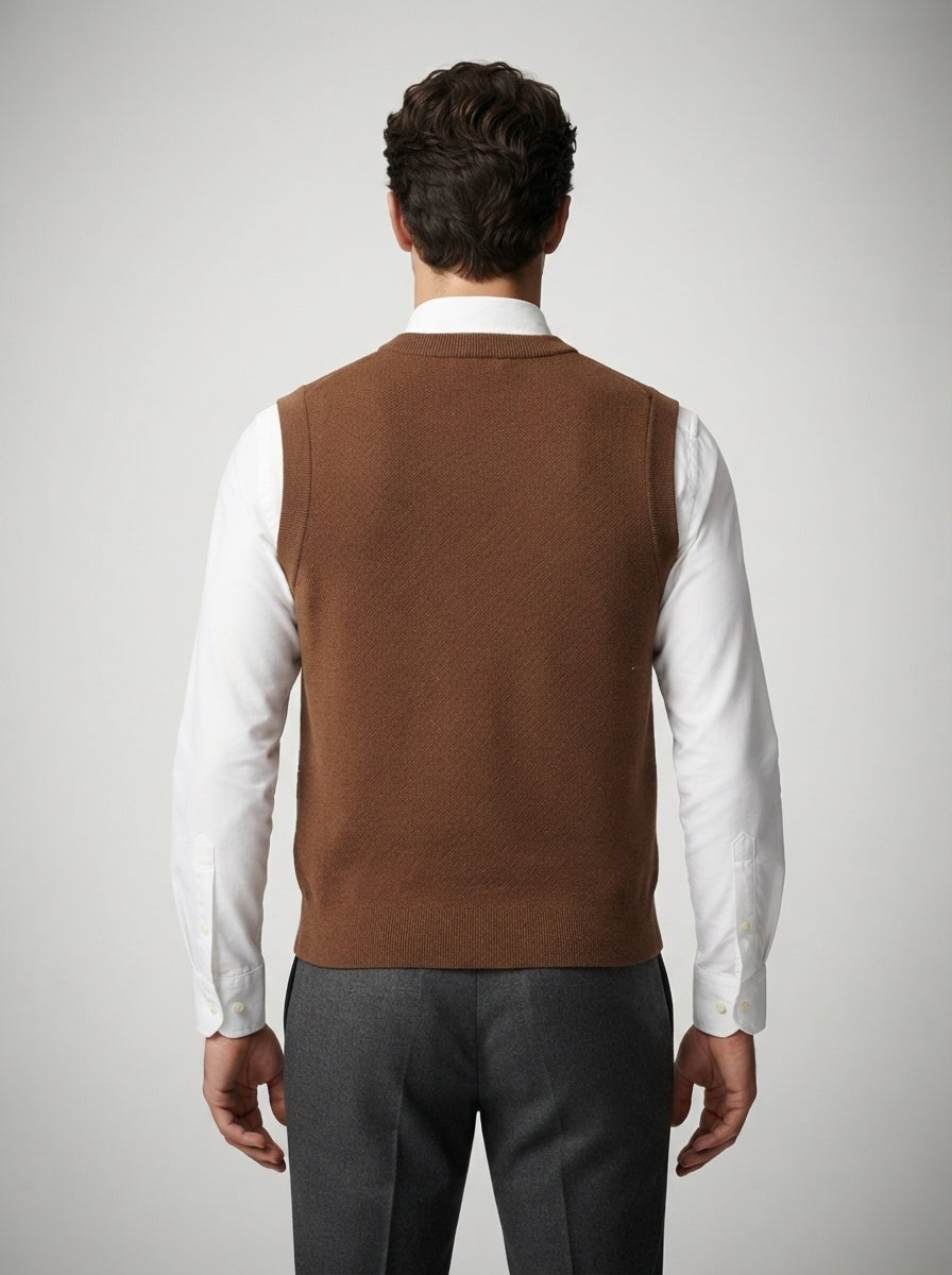 Men's Autumn Check Sleeveless Jumper Vest