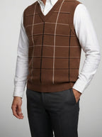 Men's Autumn Check Sleeveless Jumper Vest