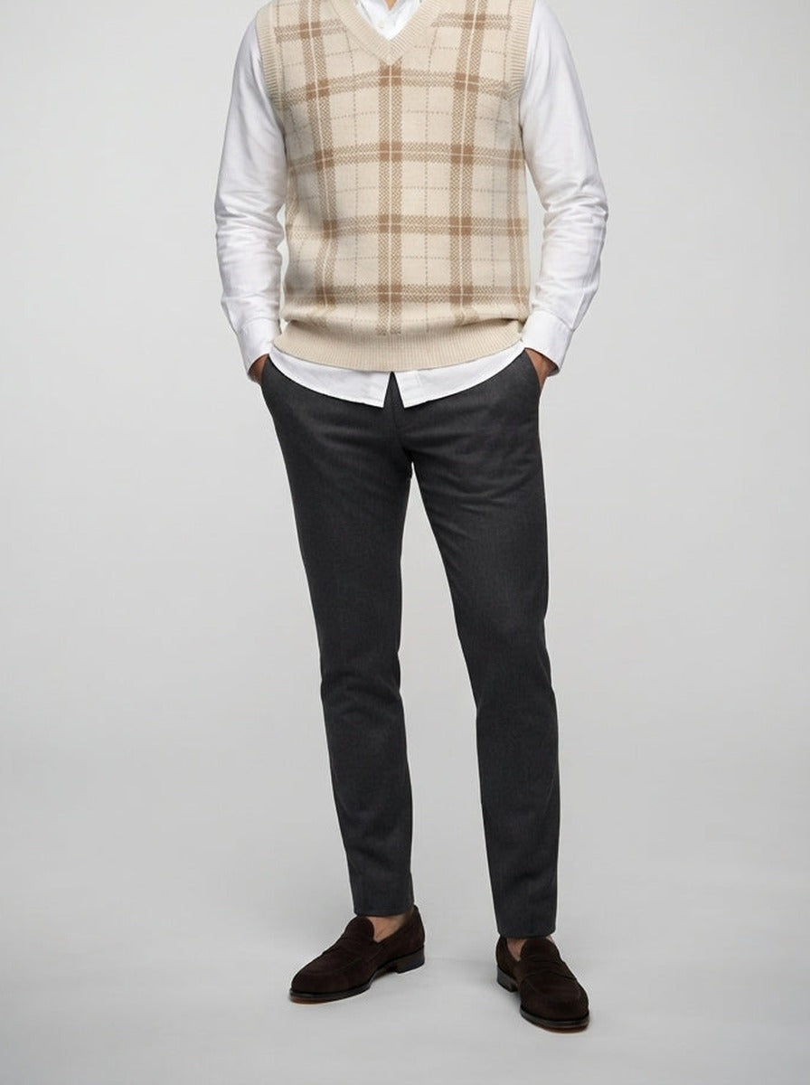 Men's Autumn Check Sleeveless Jumper Vest