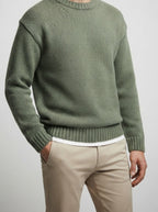 Men's Autumn Chunky Ribbed Knit Crew Neck Jumper