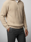Men's Autumn Chunky Ribbed Knit Jumper with Zip Neck