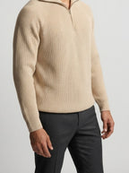 Men's Autumn Chunky Ribbed Knit Jumper with Zip Neck