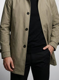 Men's Autumn Collared Button-Up Mid Length Trench Coat