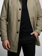 Men's Autumn Collared Button-Up Mid Length Trench Coat