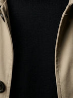 Men's Autumn Collared Button-Up Mid Length Trench Coat