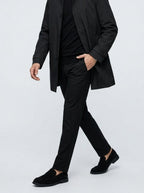 Men's Autumn Collared Button-Up Mid Length Trench Coat