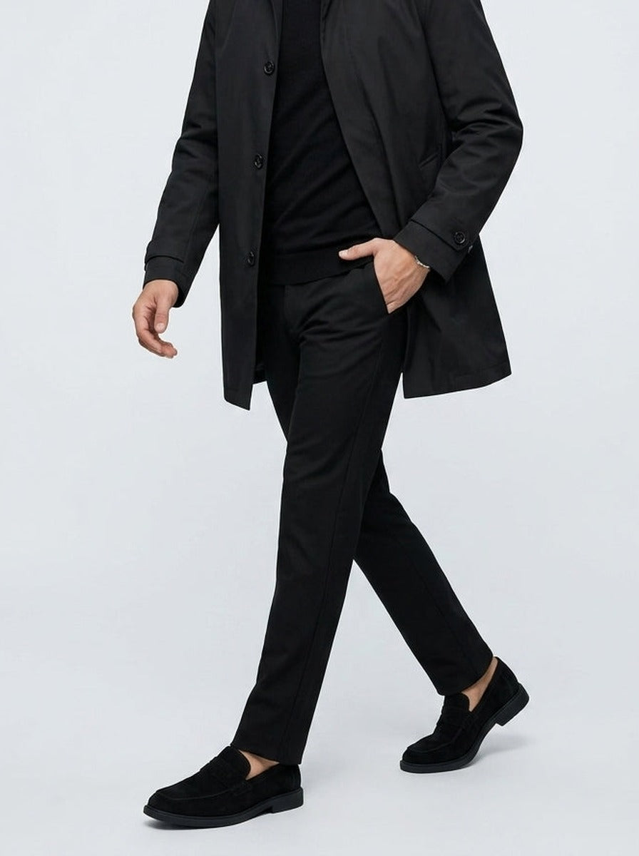 Men's Autumn Collared Button-Up Mid Length Trench Coat