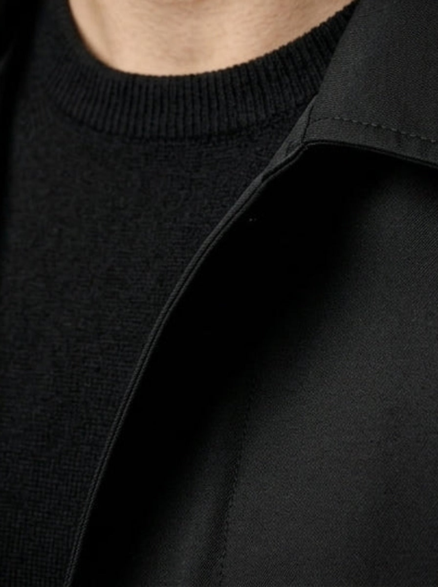 Men's Autumn Collared Button-Up Mid Length Trench Coat