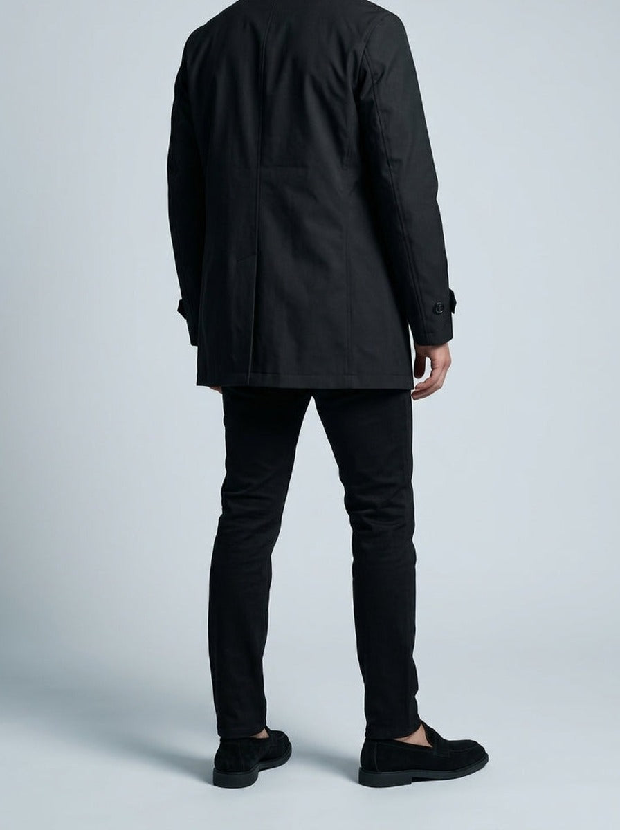 Men's Autumn Collared Button-Up Mid Length Trench Coat