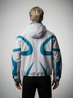 Men's Autumn Colour Block Hooded Windbreaker with Zip Chest Pockets