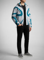 Men's Autumn Colour Block Hooded Windbreaker with Zip Chest Pockets