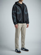 Men's Autumn Colour Block Hooded Windbreaker with Zip Chest Pockets