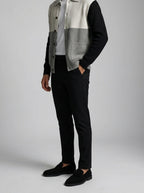 Men's Autumn Colour Block Knit Collared Cardigan