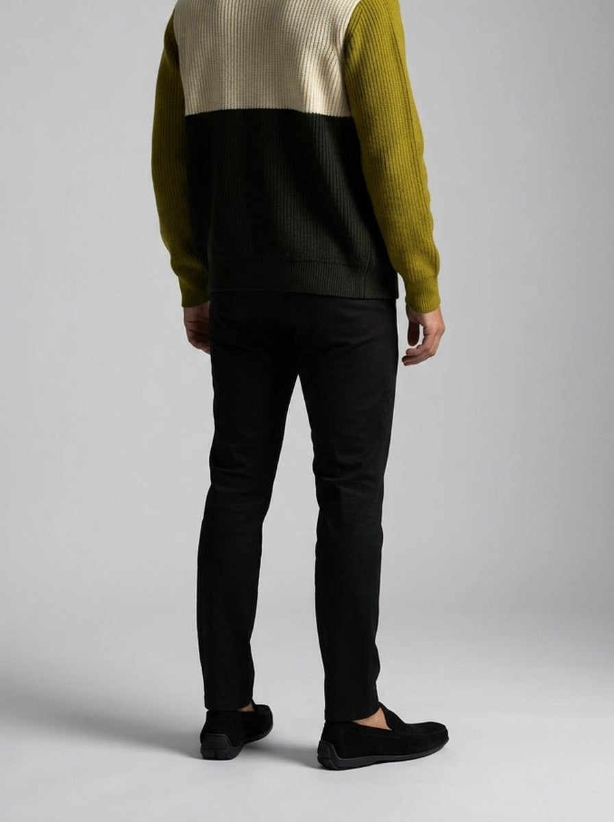 Men's Autumn Colour Block Knit Collared Cardigan