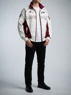 Men's Autumn Colour Block Racer Jacket with Embroidered Detail