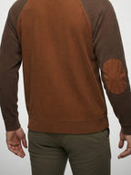 Men's Autumn Colour Block Ribbed Knit Jumper with Button Stand Collar