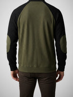 Men's Autumn Colour Block Ribbed Knit Jumper with Button Stand Collar