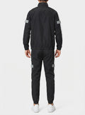 Men's Autumn Colour Block Two Piece Set with Full Zip Stand Collar