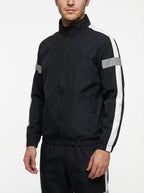 Men's Autumn Colour Block Two Piece Set with Full Zip Stand Collar
