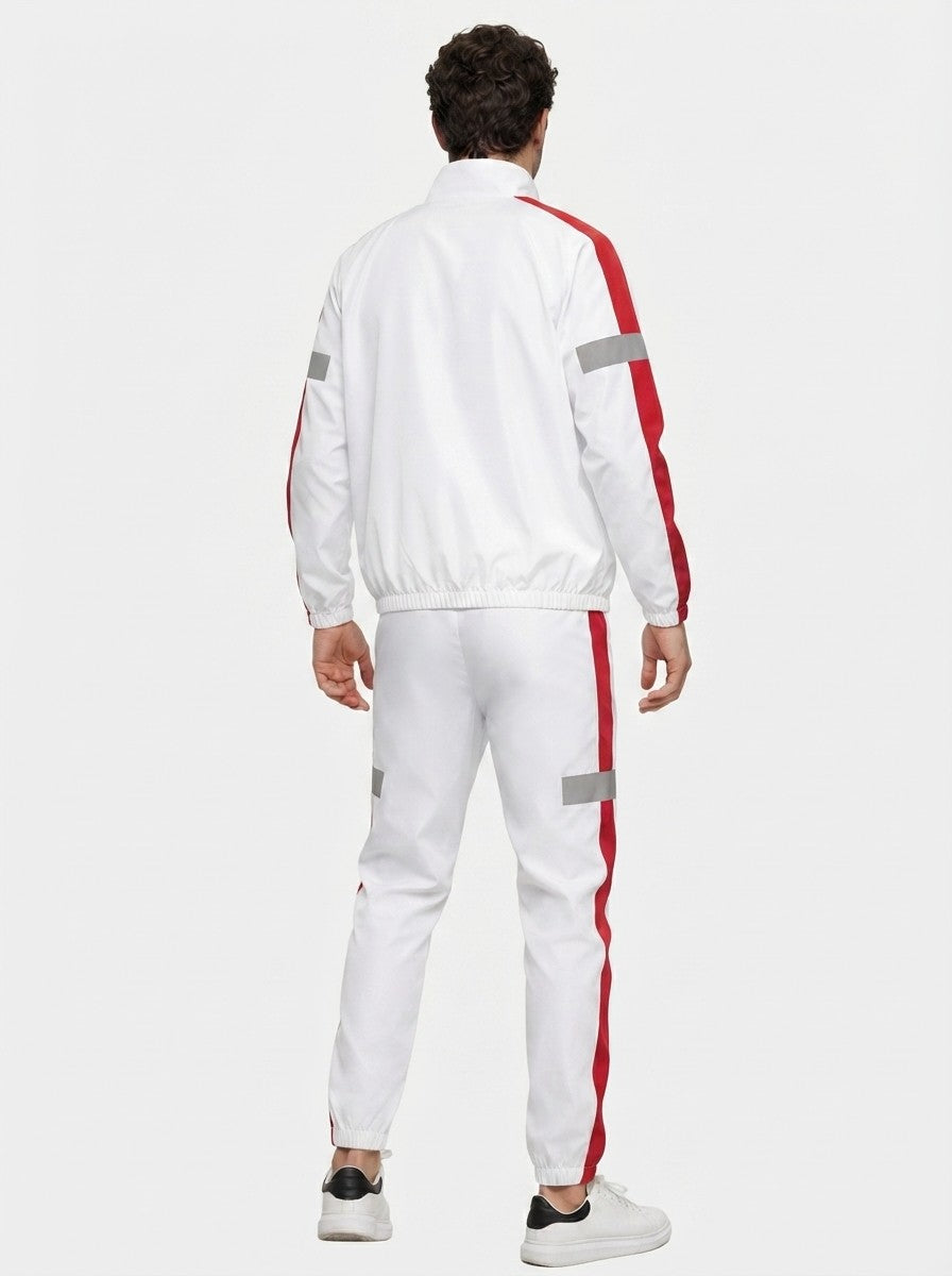 Men's Autumn Colour Block Two Piece Set with Full Zip Stand Collar