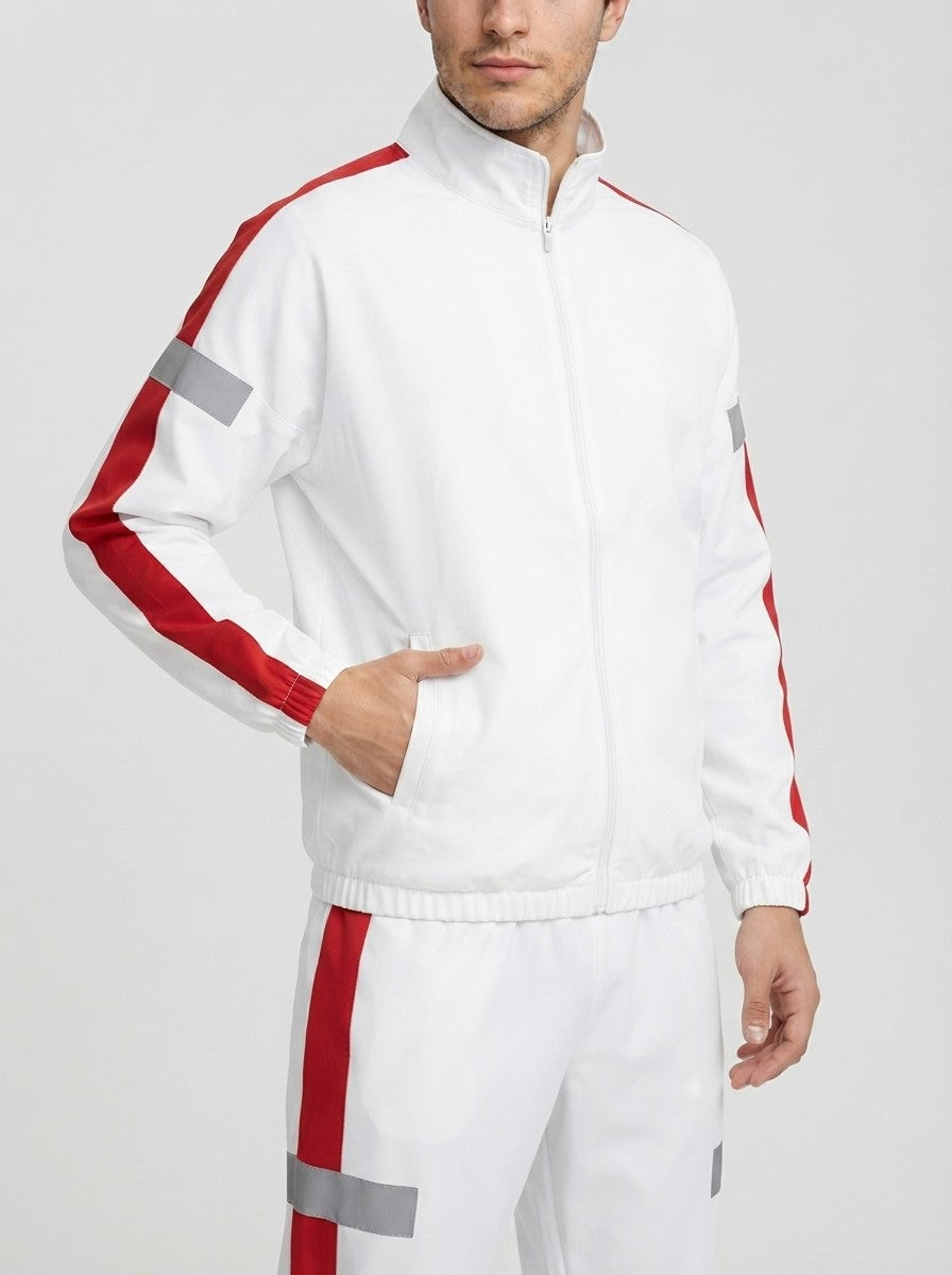 Men's Autumn Colour Block Two Piece Set with Full Zip Stand Collar