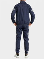 Men's Autumn Colour Block Two Piece Set with Full Zip Stand Collar
