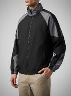 Men's Autumn Colour Block Zip Jacket with Ribbed Cuffs