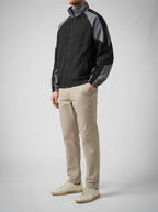 Men's Autumn Colour Block Zip Jacket with Ribbed Cuffs