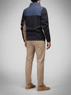 Men's Autumn Colour Block Zip Jacket with Stand Collar