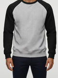 Men's Autumn Contrast Raglan Sweatshirt with Ribbed Crew Neck