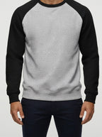 Men's Autumn Contrast Raglan Sweatshirt with Ribbed Crew Neck