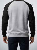 Men's Autumn Contrast Raglan Sweatshirt with Ribbed Crew Neck