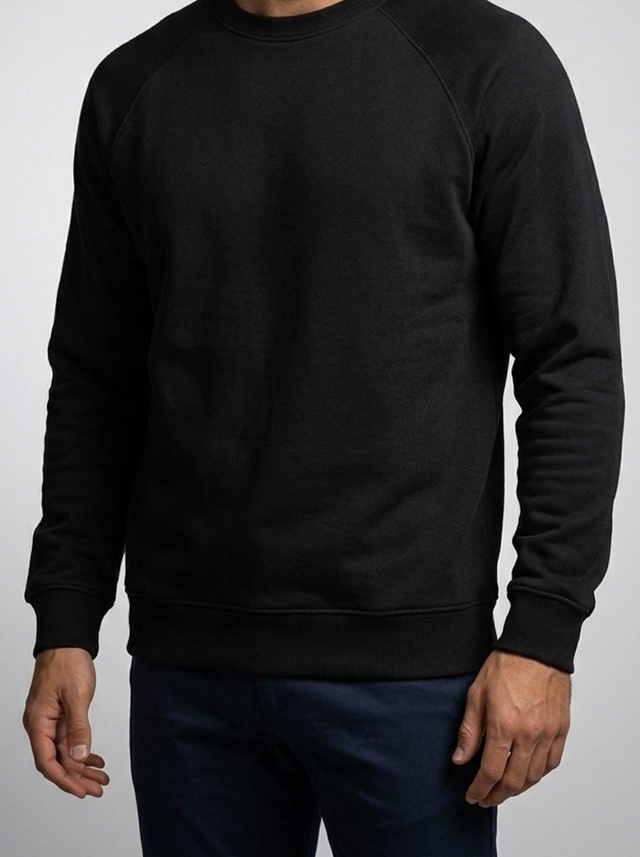 Men's Autumn Contrast Raglan Sweatshirt with Ribbed Crew Neck