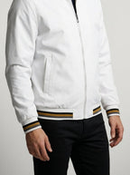 Men's Autumn Contrast Stripe Bomber Jacket
