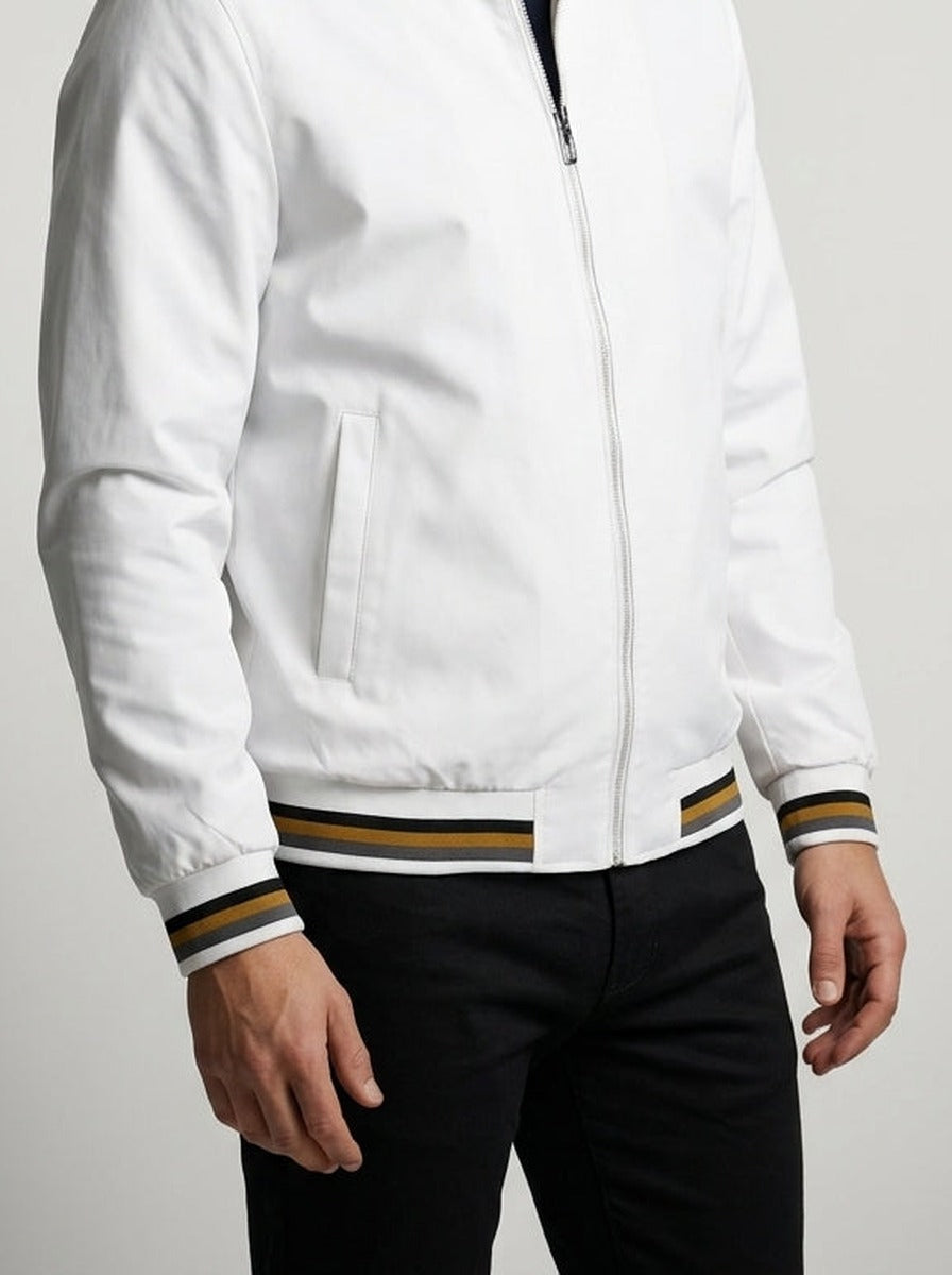 Men's Autumn Contrast Stripe Bomber Jacket